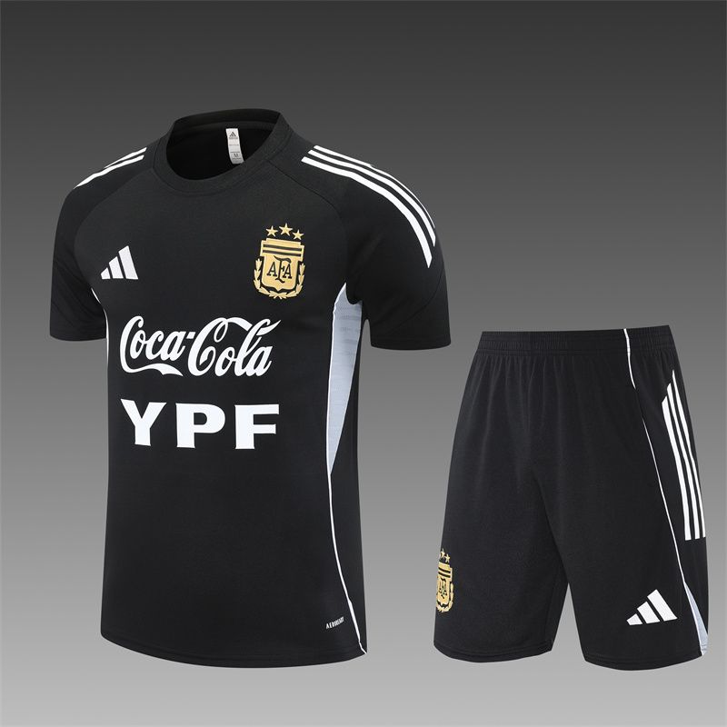 Argentina Black Training Football Kit with shorts 2025/26